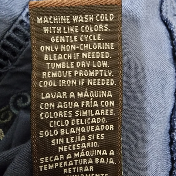 Knox Rose Blue Embroidered Boho Tunic Dress XL Bell Sleeve Peasant Mini - Picture 12 of 13